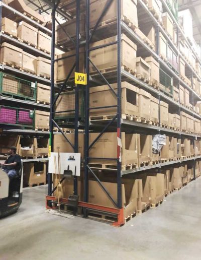 pallet racking loaded with warehouse inventory