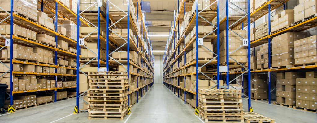 pallets in a warehouse