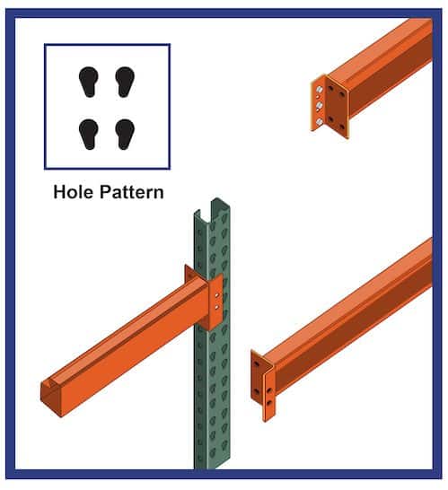 hole pattern of teardrop style pallet racking